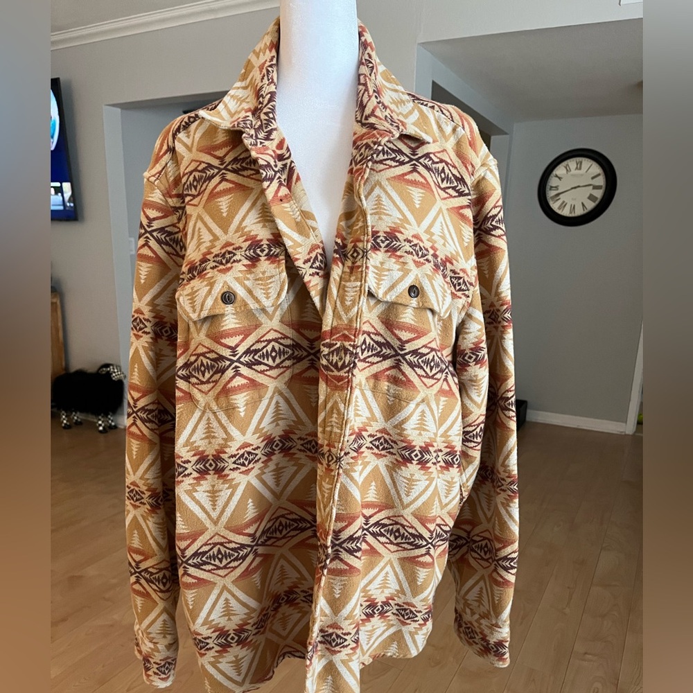 Pendleton Men's Geometric Pattern Shirt - Tan and Brown